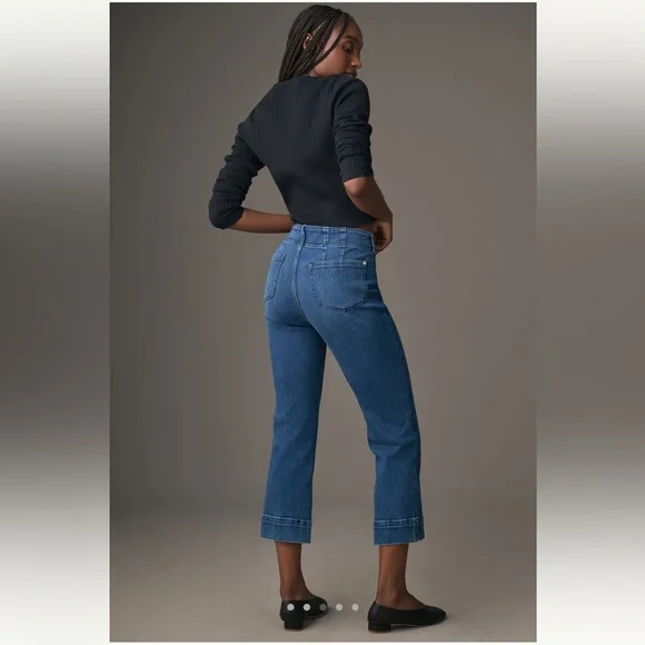 Pilcro Slim 70s High-Rise Crop Flare Jeans Size 28 - Picture 3 of 16